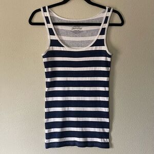 New! Faded Glory, Navy & White-Striped, Ribbed, Women’s Tank. Size Medium.